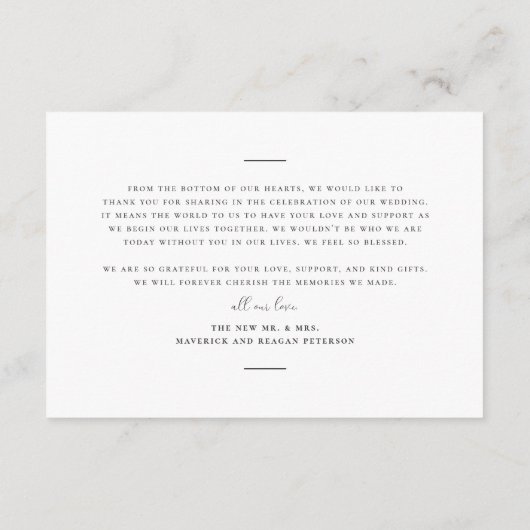 Elegante Boho Arch Modern Ampersand Bruiloft Bedankkaart (Achterkant)