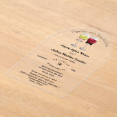 Elegante Boho Arch paar wijn bruiloft Acryl Uitnodigingen (Laagn)