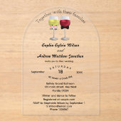 Elegante Boho Arch paar wijn bruiloft Acryl Uitnodigingen (Voorkant)