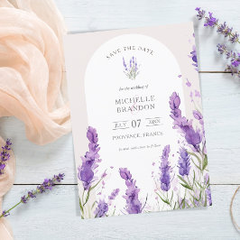 Elegante Boho Arch Wildflower Lavendel Paars Zomer Kaart