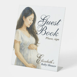 Elegante Boho Aziatische moeder wordt gastenboek Reclamebord Met Voetstuk