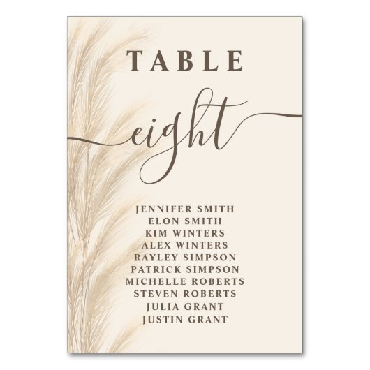 Elegante Boho Beige Pampas Grass Wedding Kaart (Voorkant)