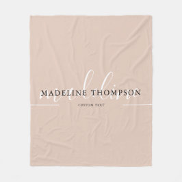 Elegante Boho Beige Typografie Script Naam Fleece Deken
