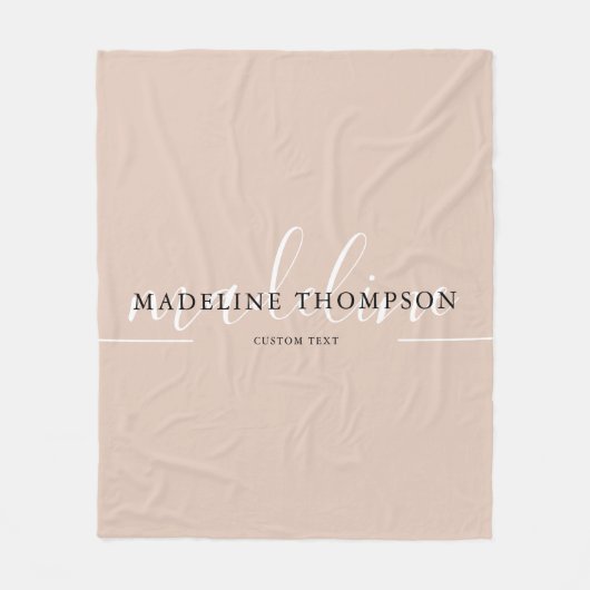 Elegante Boho Beige Typografie Script Naam Fleece Deken (Voorkant)