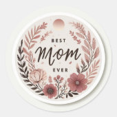 Elegante Boho Beste Moeder Ooit Sticker - Roze Blo (Voorkant)