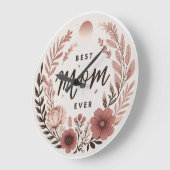 Elegante Boho Beste Moeder Ooit Sticker - Roze Blo Grote Klok (Hoek)