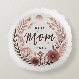 Elegante Boho Beste Moeder Ooit Sticker - Roze Blo Rond Kussen