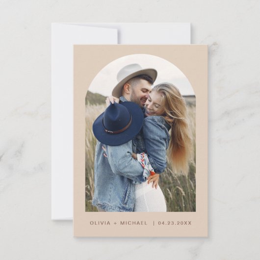 Elegante Boho Bewaar de Datum Foto Minimalistisch Save The Date (Voorkant)