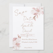 Elegante Boho Bewaar De Datum Zachte Roze Orchidee Save The Date (Voorkant)