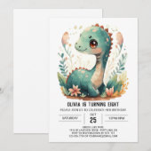 Elegante Boho bewerkbare Dinosaurus Verjaardag Kaart (Voorkant / Achterkant)