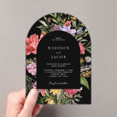 Elegante Boho Black Dutch Floral Wedding Acryl Uitnodigingen (Insitu (Draagbaar))