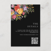 Elegante Boho Black Dutch Floral Wedding Informatiekaartje (Voorkant)