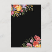 Elegante Boho Black Dutch Floral Wedding Informatiekaartje (Achterkant)