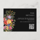 Elegante Boho Black Dutch Floral Wedding Informatiekaartje (Voorkant)