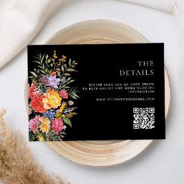 Elegante Boho Black Dutch Floral Wedding Informatiekaartje