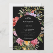 Elegante Boho Black Dutch Floral Wedding Kaart (Voorkant)