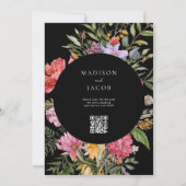 Elegante Boho Black Dutch Floral Wedding Kaart (Achterkant)