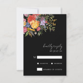 Elegante Boho Black Dutch Floral Wedding RSVP Kaartje (Voorkant)