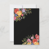 Elegante Boho Black Dutch Floral Wedding RSVP Kaartje (Achterkant)