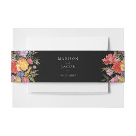 Elegante Boho Black Dutch Floral Wedding Uitnodigingen Wikkel