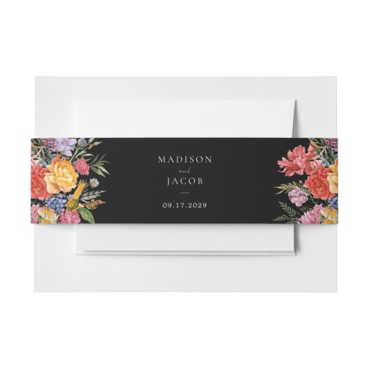 Elegante Boho Black Dutch Floral Wedding Uitnodigingen Wikkel (Voorkant Voorbeeld)