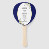 Elegante Boho Blauwe Bloemige Trouwceremonie Handwaaier (Achterkant)