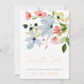 Elegante Boho Blauwe en Roze 'Save the Date' Save The Date (Voorkant)