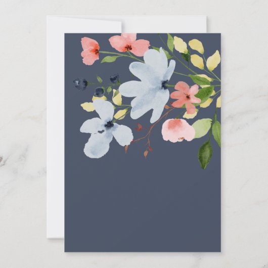 Elegante Boho Blauwe en Roze 'Save the Date' Save The Date (Achterkant)