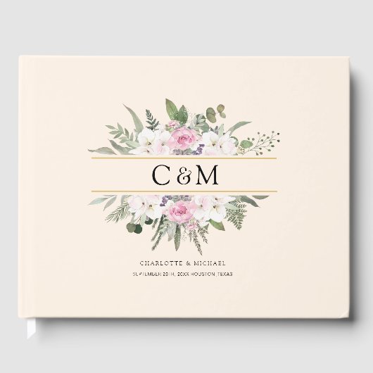 Elegante Boho Bloem Gastenboek (Voorkant)