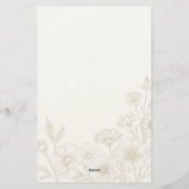 Elegante Boho Bloem Lijn Kunst Frame Achtergrond Briefpapier (Achterkant)