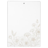 Elegante Boho Bloem Lijn Kunst Frame Achtergrond Klembord (Achterkant)