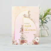 Elegante Boho Bloem Roze Moderne Trouw  Kaart (Staand voorkant)