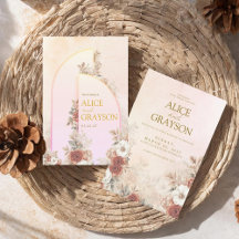 Elegante Boho Bloem Roze Moderne Trouw 