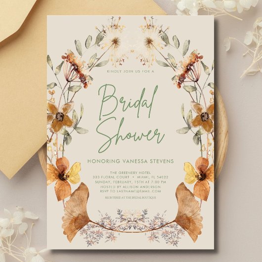 Elegante Boho Bloem Wilde Bloem Bruiloft Borrel  Kaart