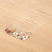 Elegante Boho Bloemachtige Bruiloft Acryl Uitnodigingen (Laagn)