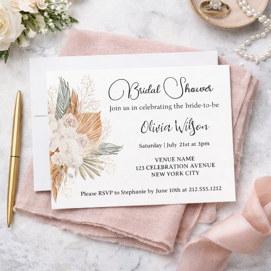 Elegante Boho Bloemachtige Bruiloftsborrel Kaart