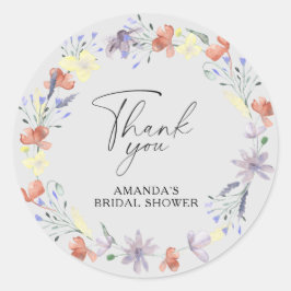 Elegante Boho bloemachtige bruiloftsborrel Ronde Sticker