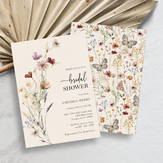 Elegante Boho Bloemachtige Bruiloftsdouche Kaart