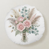 Elegante Boho bloemboeket Roze kussen  (Achterkant)