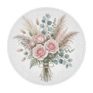 Elegante Boho bloemboeket Roze kussen Snijplank