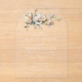 Elegante Boho Bloemen Botanische Boog Huwelijk Acryl Uitnodigingen (Voorkant)