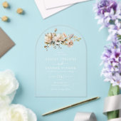 Elegante Boho Bloemen Botanische Boog Huwelijk Acryl Uitnodigingen (Insitu (Huwelijk))
