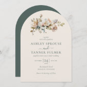 Elegante Boho  Bloemen Botanische Boog Huwelijk Kaart (Voorkant / Achterkant)