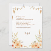 Elegante boho bloemen bruidsbloemenkrans kaart (Achterkant)