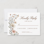 Elegante Boho Bloemen Bruiloft RSVP Kaart (Voorkant)