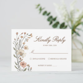 Elegante Boho Bloemen Bruiloft RSVP Kaart