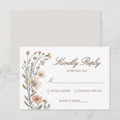 Elegante Boho Bloemen Bruiloft RSVP Kaart (Voorkant / Achterkant)