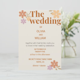 Elegante Boho Bloemen Bruiloft Uitnodiging