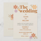 Elegante Boho Bloemen Bruiloft Uitnodiging (Voorkant / Achterkant)