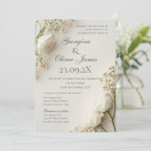 Elegante Boho Bloemen Bruiloftsinvatie Kaart (Staand voorkant)